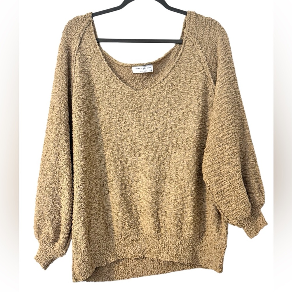 cozy Pink Lily boutique textured tan / cream Sweater plus size 2XL